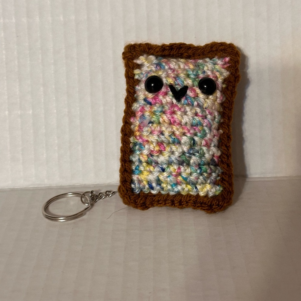 Handmade crochet pop tart keychain
